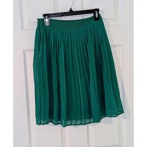 Sabine Anthropologie Green Pleated Skirt XS Mini Skater Party Cocktail‎ Career